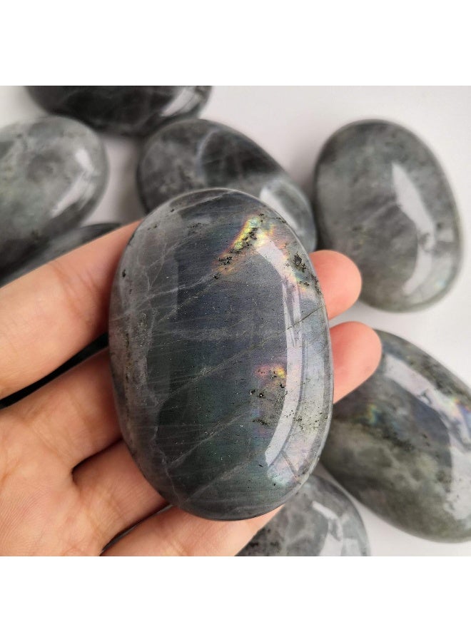 Loveliome Natural Moonstone Oval Polished Worry Stones, Healing Crystal Indoor Fountain Stones Massage Energy Anxiety Relief Items - Image 3